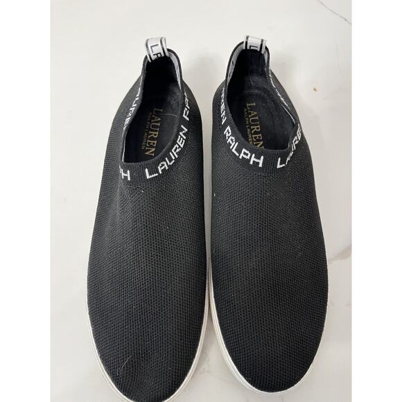Lauren Ralph Womens 7 Jinny Slip On Sneaker Mesh Black Stretchy Water Shoes - Picture 3 of 4